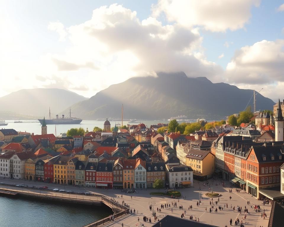 Bergen Norwegen Stadtpanorama