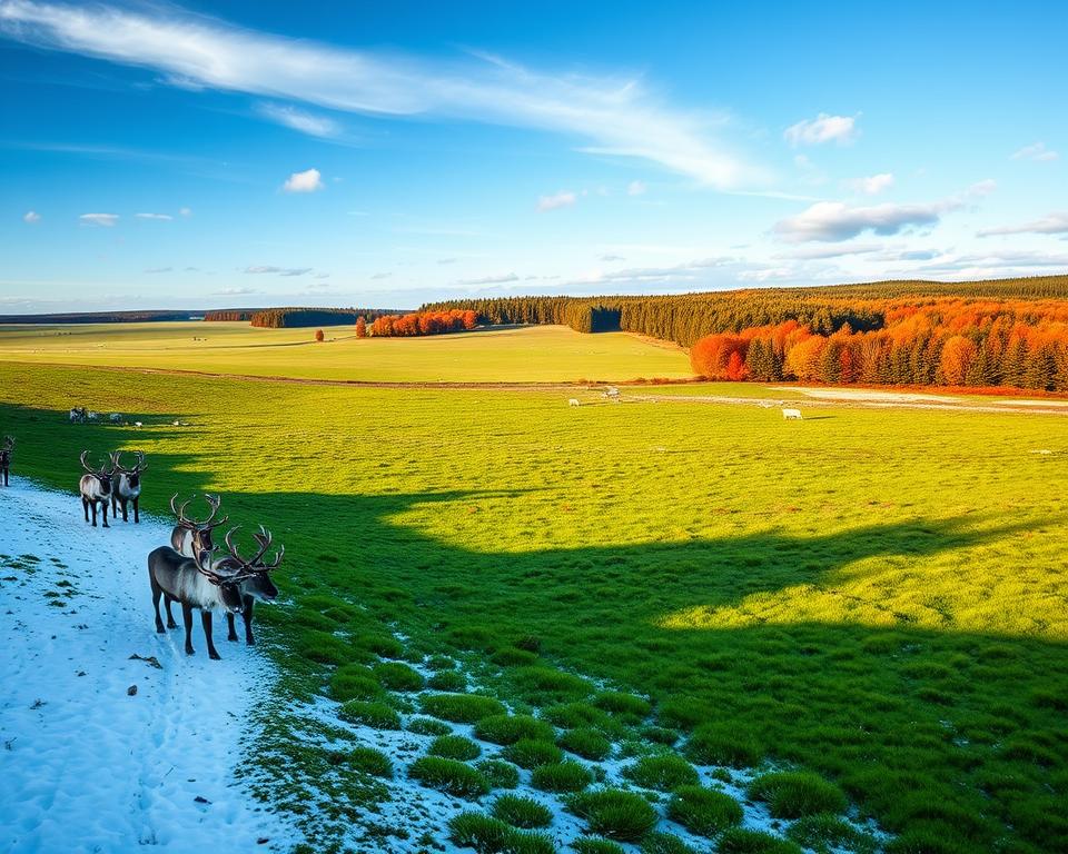 Rentierbeobachtung in verschiedenen Jahreszeiten